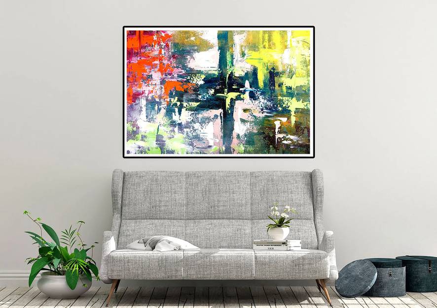 Huge Oil Pink - original hand-painted artwork for hotel